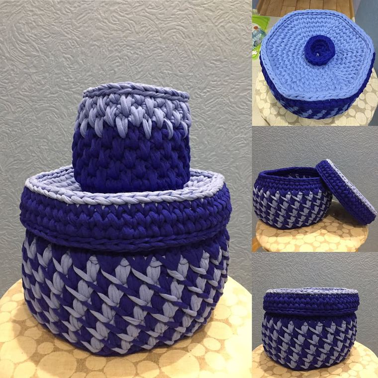 Корзинки из трикотажной пряжи